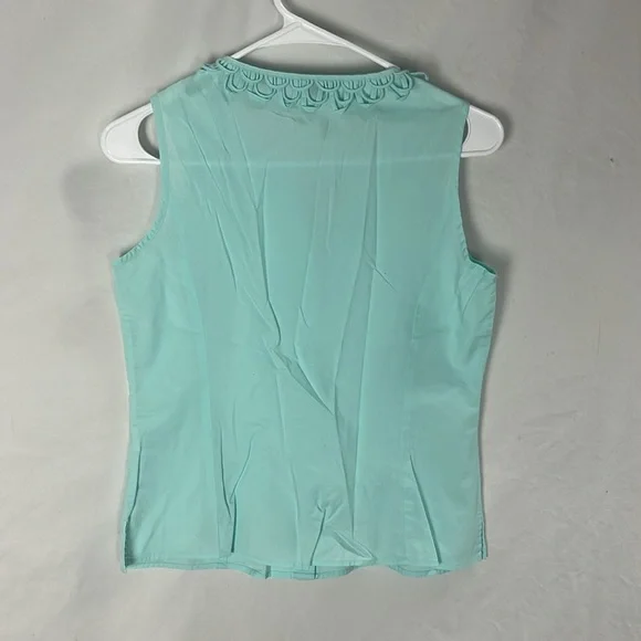 Talbots Light Blue Seafoam Green Button Down Sleeveless Blouse -Size 2p - Picture 5 of 7